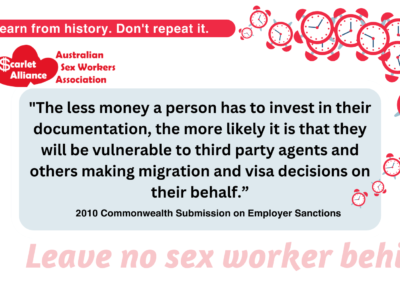 “There is a distinct lack of visa options for migrant workers from developing countries when they plan their travel to Australia. This lack of options forces workers to consider going through third party agents, debt contractors and/or traffickers. The less money a person has to invest in their documentation, the more likely it is that they will be vulnerable to third party agents and others making migration and visa decisions on their behalf.”